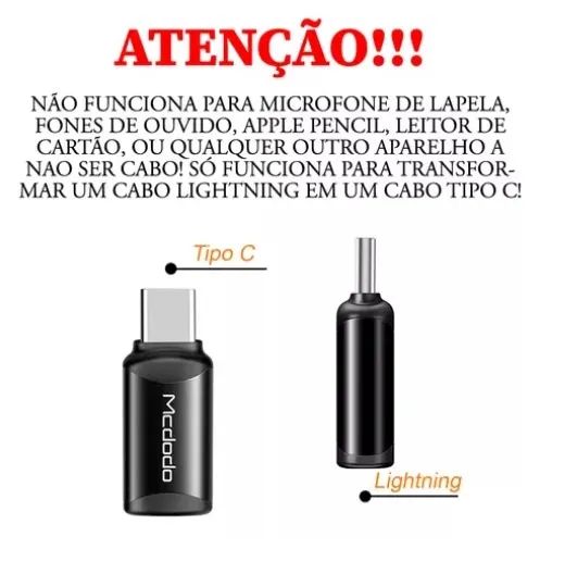Adaptador Conversor Otg Tipo Lightning P/ Cabo Tipo C - Foto 2
