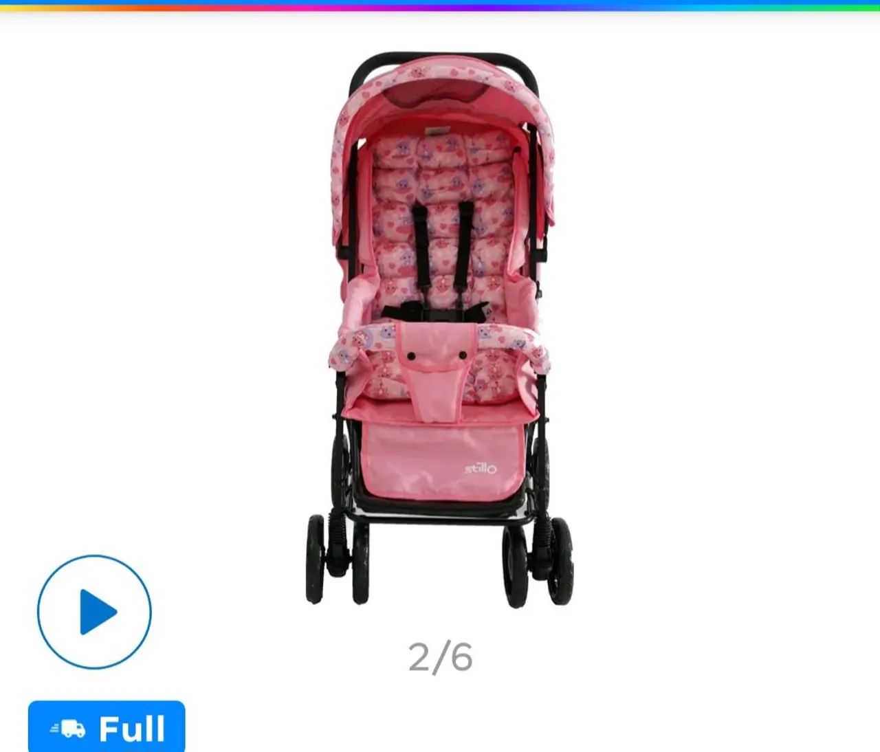 Carrinho de Bebê Dobrável Rosa - Foto 3