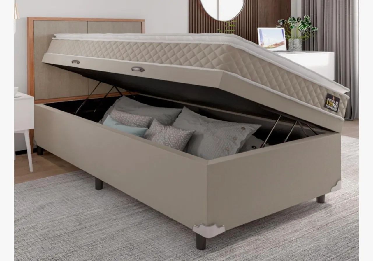 Cama bege Solteiro 188cm x 88cm branco - Foto 4
