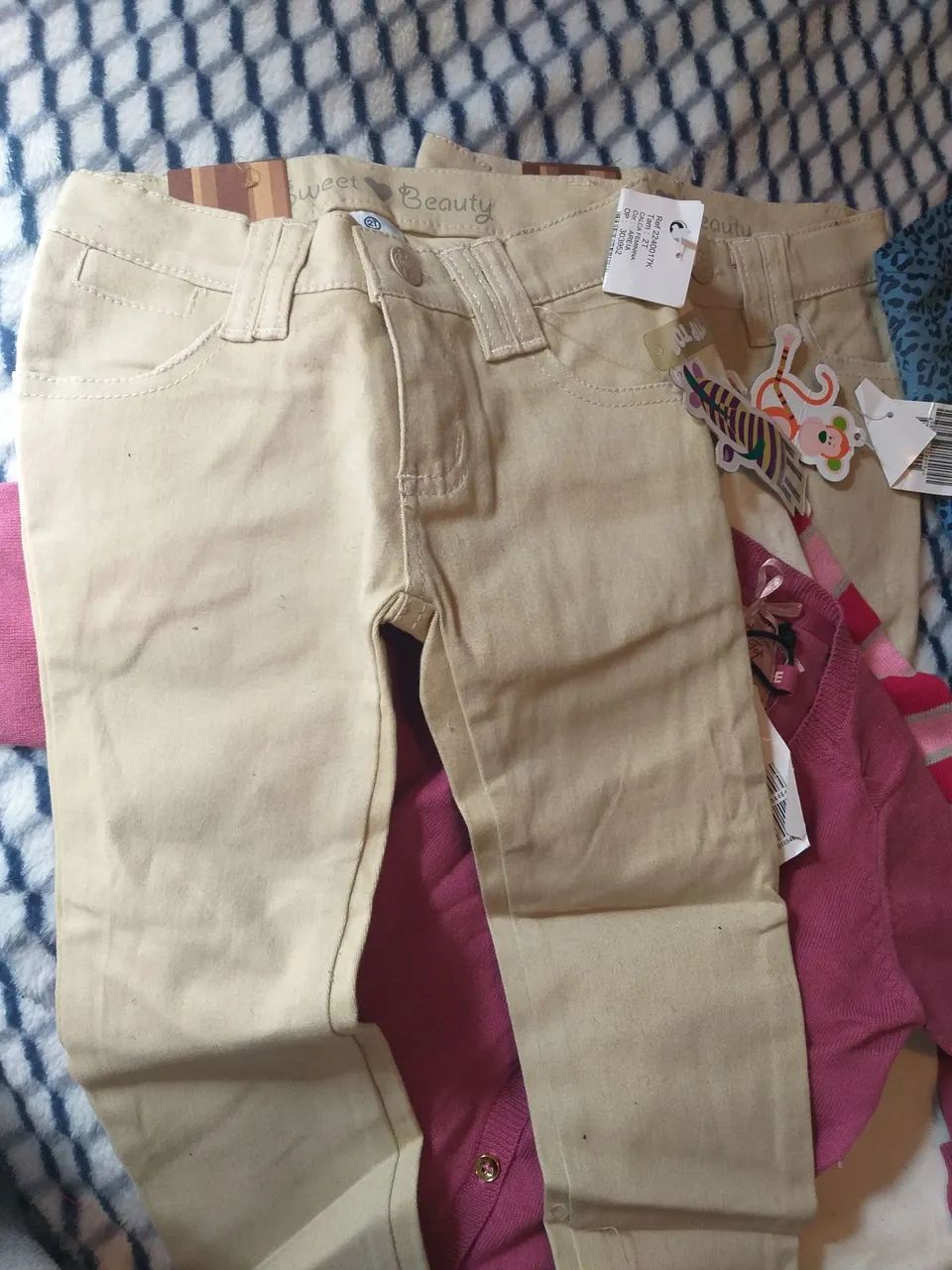 Calças em sarja/Jeans Leopardo Infantil top top - Foto 6