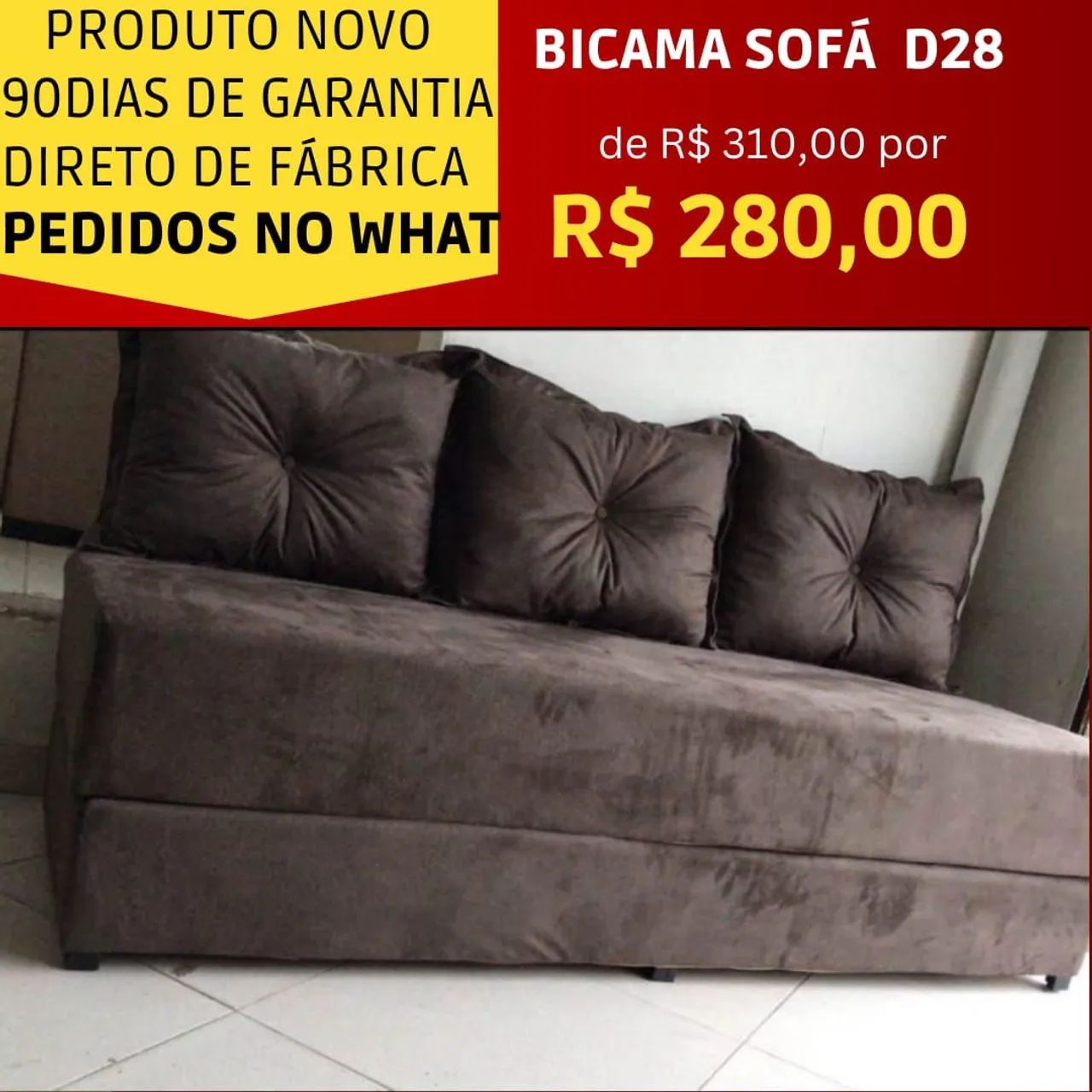 Sofá Cama Bicama D28 - Novo - Direto da Fábrica