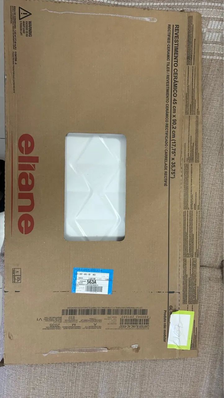 Porcelanato Eliane Cartier Blanc AC 45x90cm