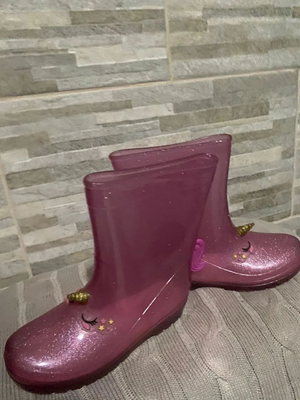Botas galocha de Chuva Unicórnio Glitter Rosa - Foto 3