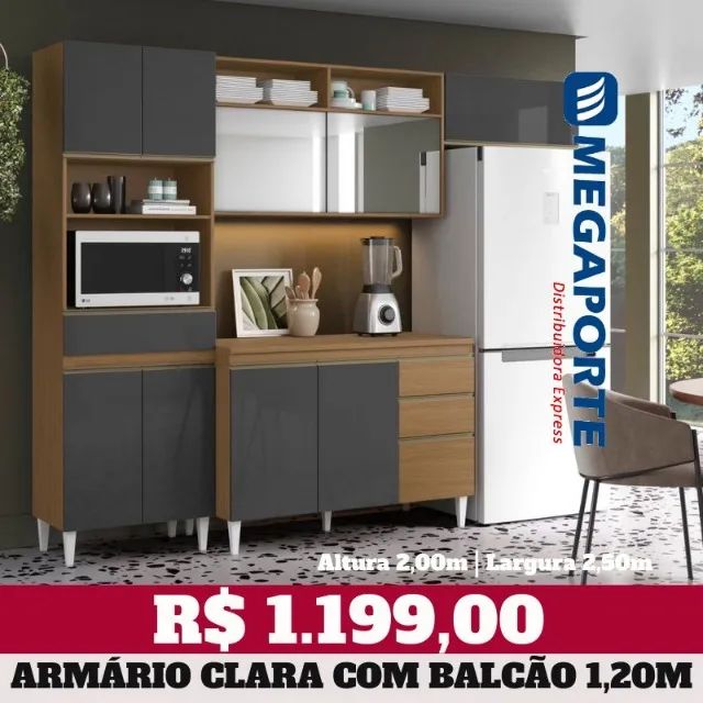 Armário de Cozinha Completo com Balcão 1,20m (Novo) Entrega Grátis!  - Foto 3