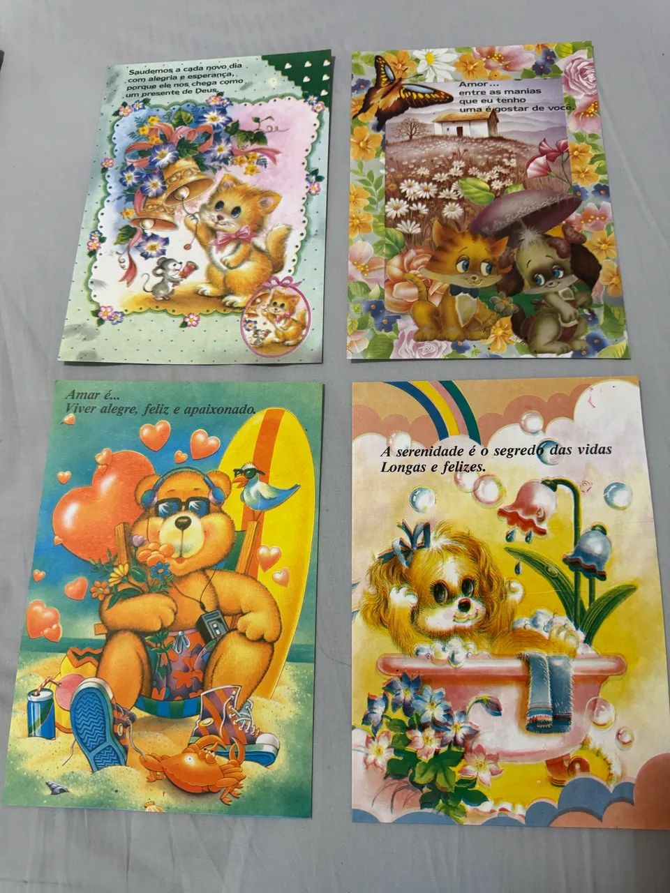 Kit 4 papéis de cartas com lindas frases, raro da década de 80/90