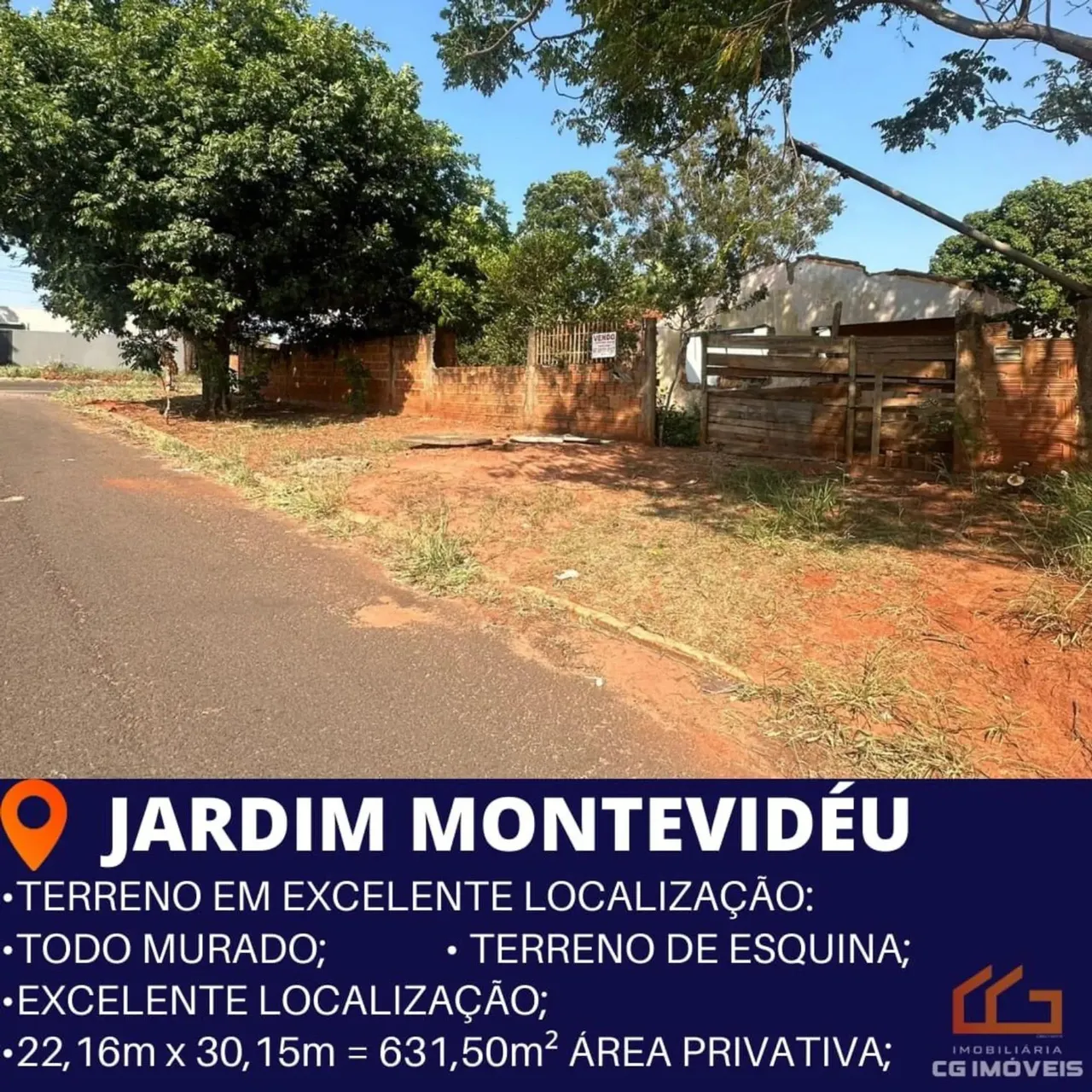 Terreno á venda com 631,50m² de esquina em excelente localização no Jardim Montevidéu - Ca