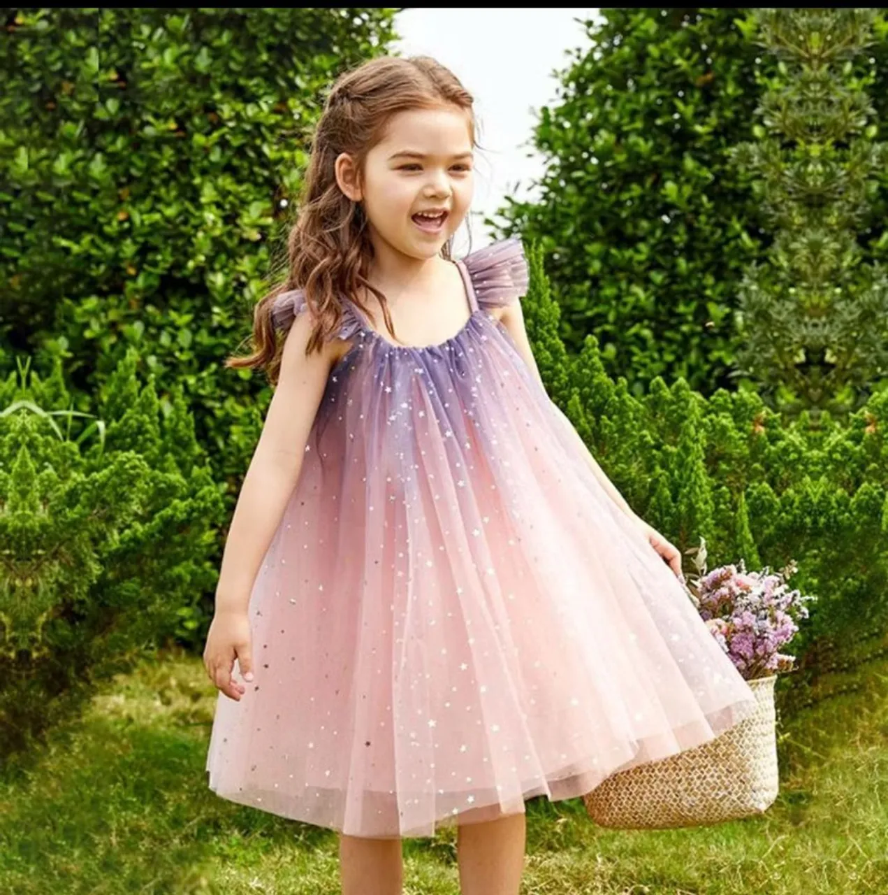 Vestido Infantil Degradê com Brilho