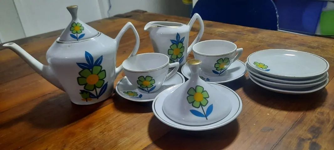 Jogo de chá de louça porcelana pozzani