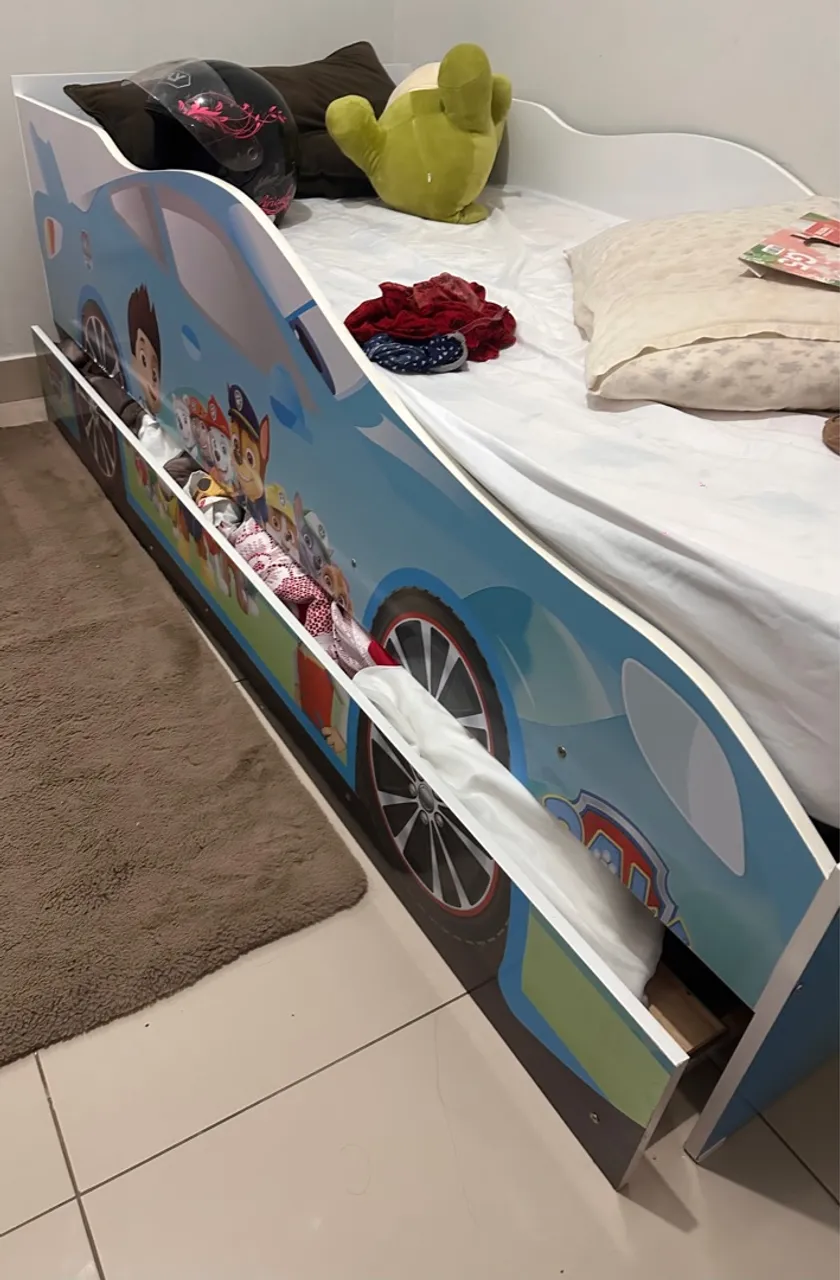 Cama Infantil Carro Patrulha Canina com cama auxiliar