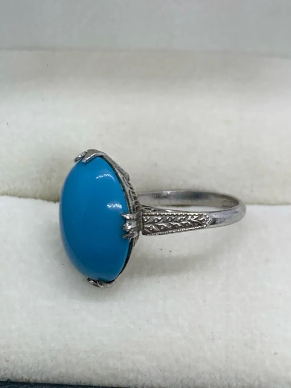 Anel vintage de prata com pedra azul aro 9  - Foto 2