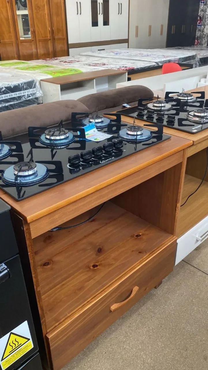 Balcão de madeira para cooktop 