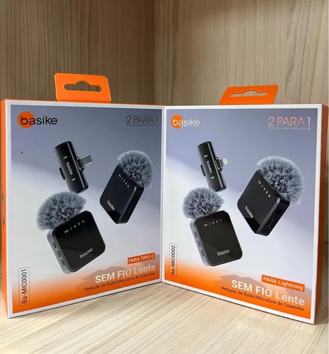 Microfone Sem Fio Basike para Celular - Redução de Ruído