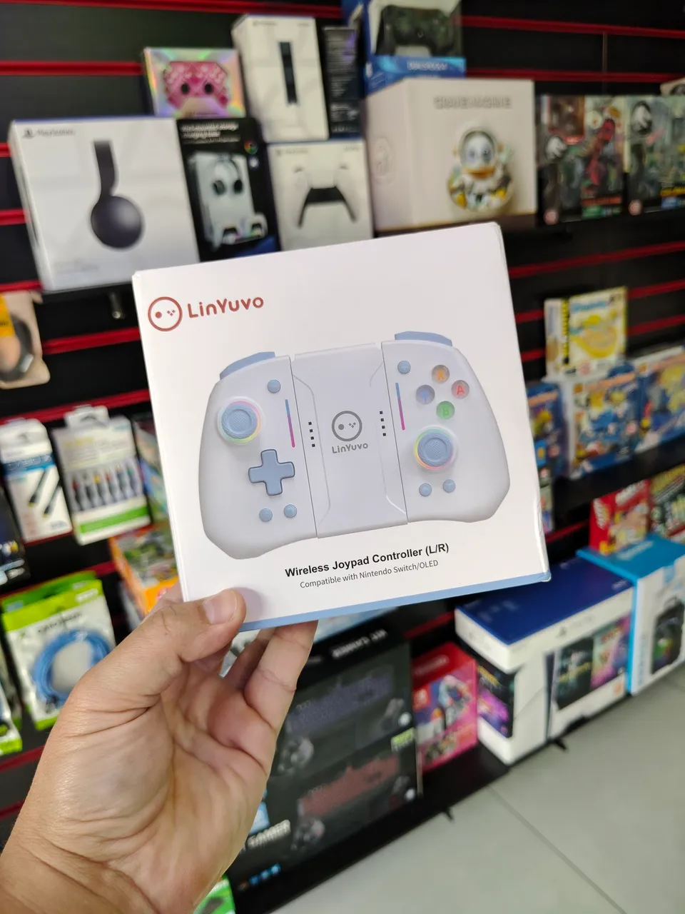 Controle Light Joy-Con Sem Fio RGB LinYuvo para Nintendo Switch/OLED - Lacrado
