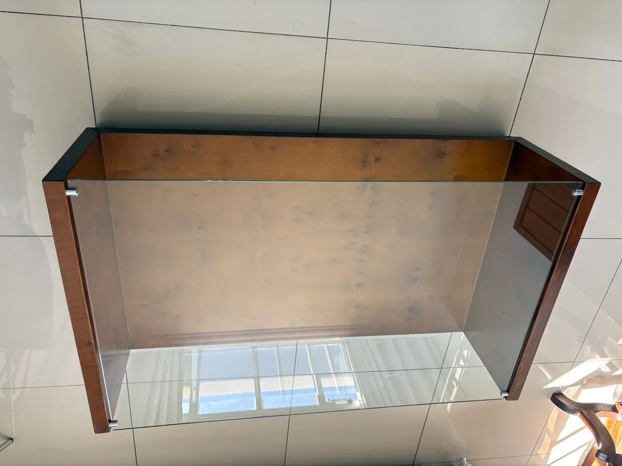 Mesa central madeira tampo vidro temperado  - Foto 2