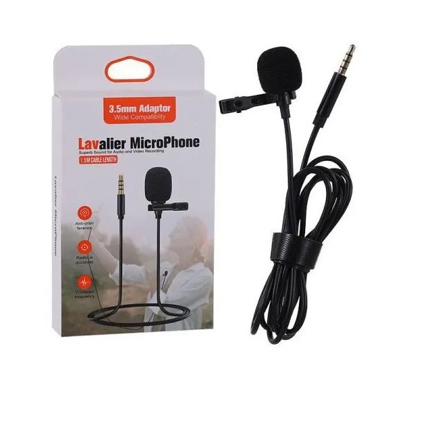 Microfone de Lapela Lavalier 3,5mm para Celular/PC/Câmera