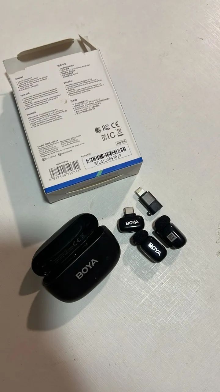 Microfone Lapela Boya Mini-14 USB-C Sem Fio Preto - Foto 2