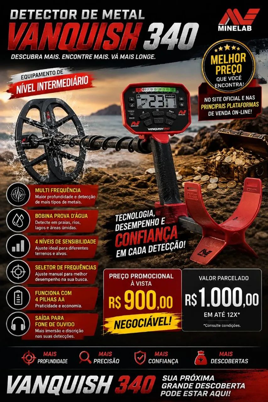Imperdível! Detector multi frequência Vanquish 340 Minelab - Foto 5