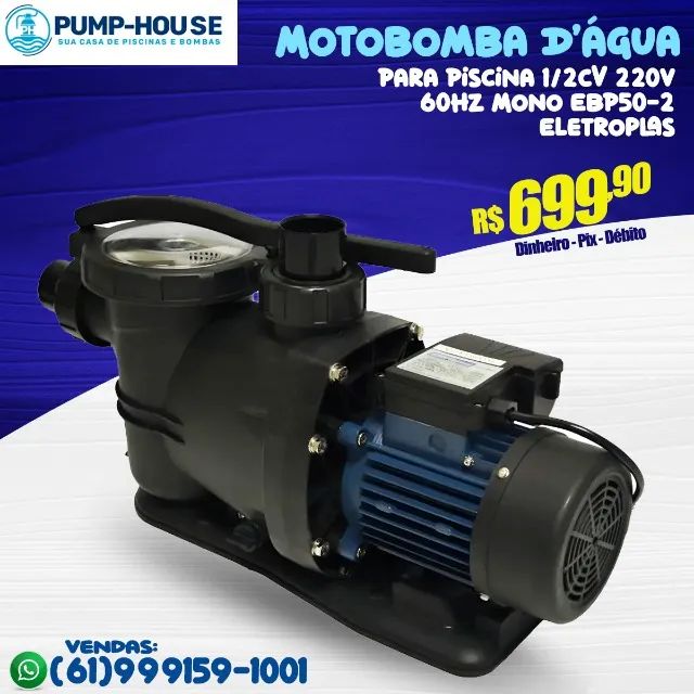 Bomba D'água Para Piscina 1/2CV 220v/60Hz Mono EBP50-2 Eletroplas