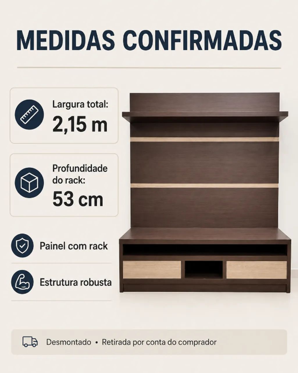 Painel com rack robusto 2,15 m ? ótimo estado - Foto 2