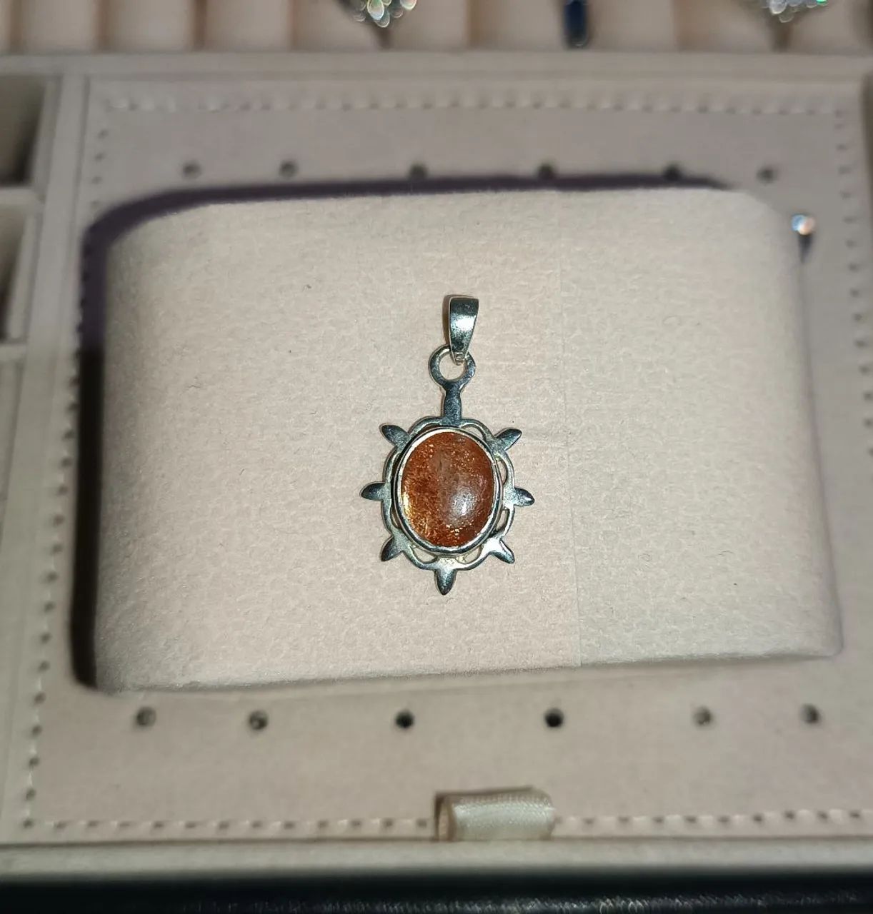 pingente prata 925 heliolita sunstone
