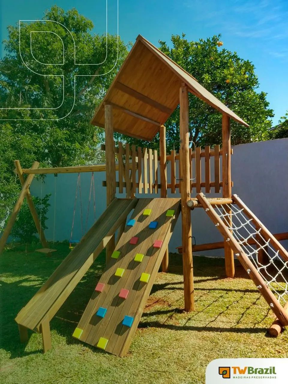 Playground parque de madeira infantil  - Foto 2
