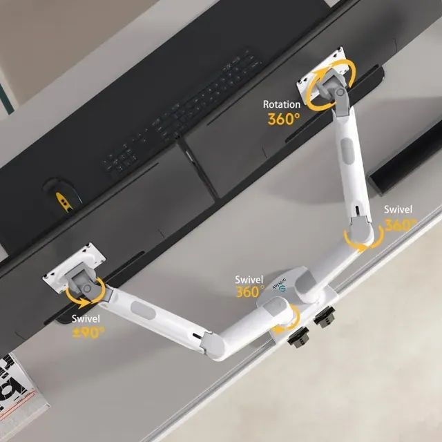 Suporte Duplo Para Monitor De 17 Até 27 Pol Pistão Gas Branco - Foto 4