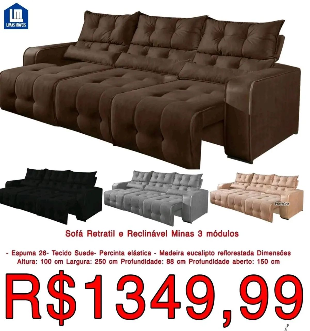 SOFÁ RETRÁTIL PROMOÇÃO 