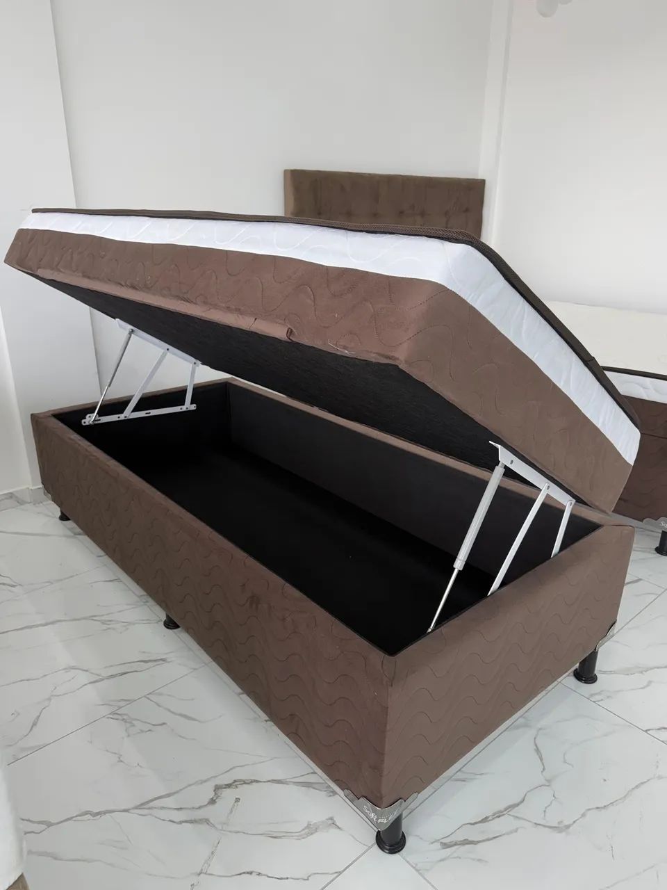 Cama Box Solteiro Baú + Colchão acoplado Soft Flex (Molas Ensacadas Individuais)