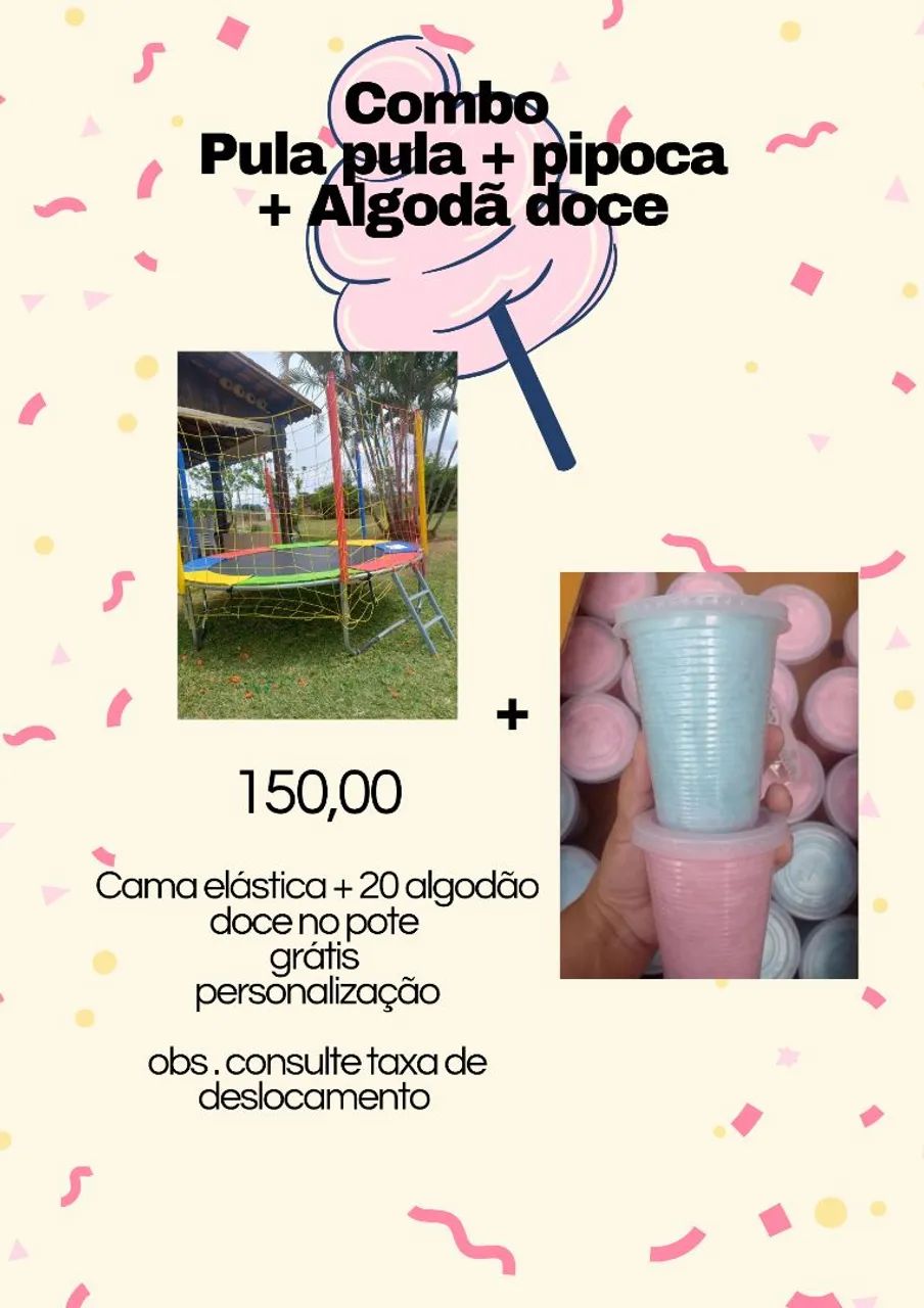 Cama elástica (pula pula) + algodão doce no pote  - Foto 2