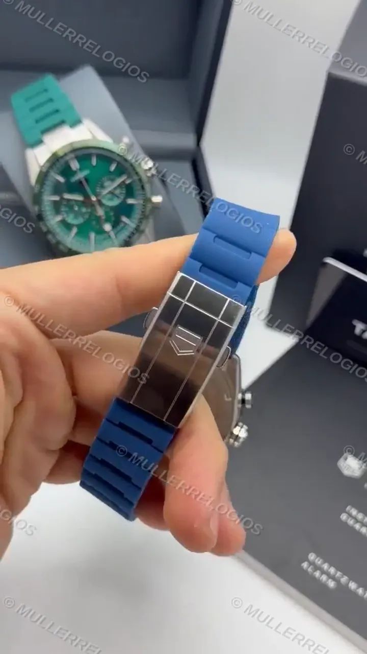 Tag Heuer Carrera Azul Pulseira de Borracha - Foto 2