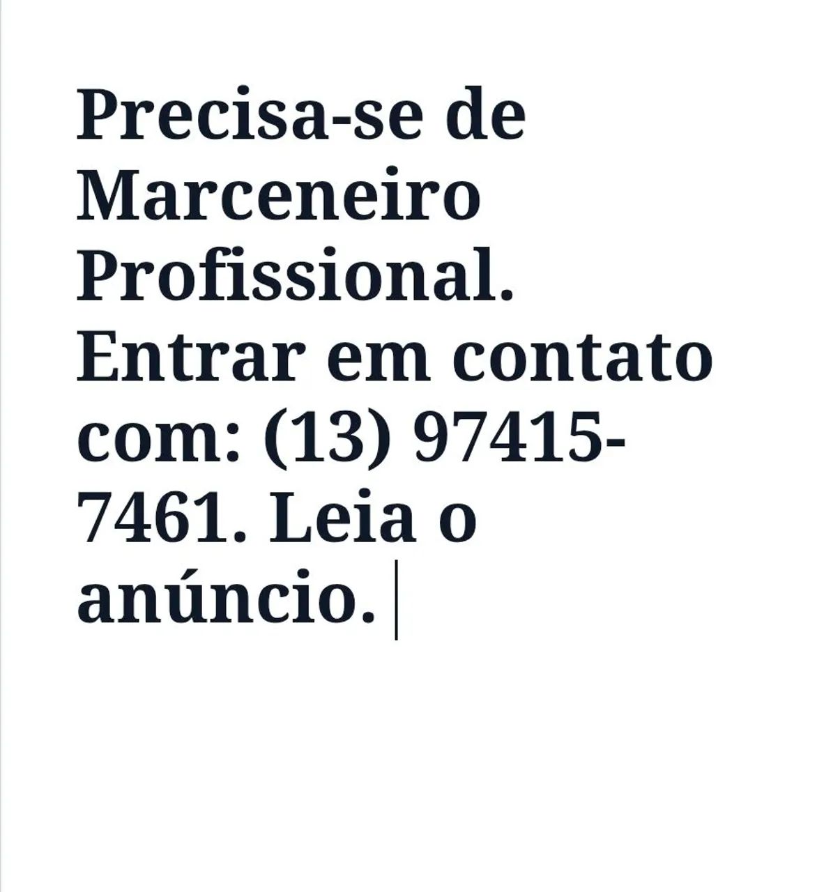 Precisa-se de Marceneiro Profissional 
