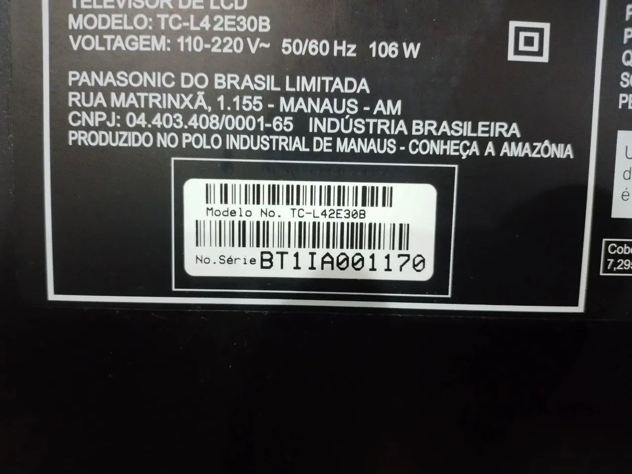 TV Panasonic plasma LCD 42 polegadas só 90 reais 