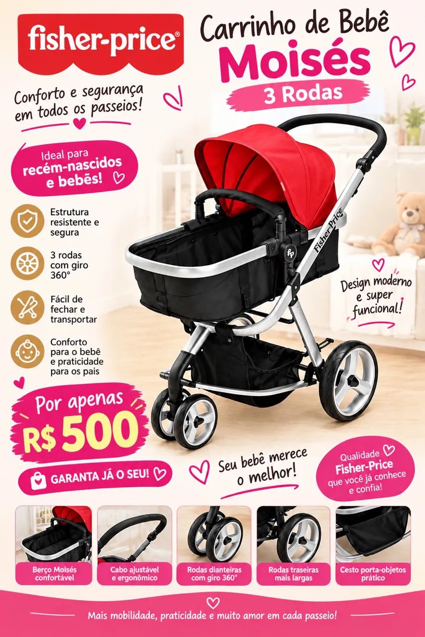 Carrinho de bebê Moises 