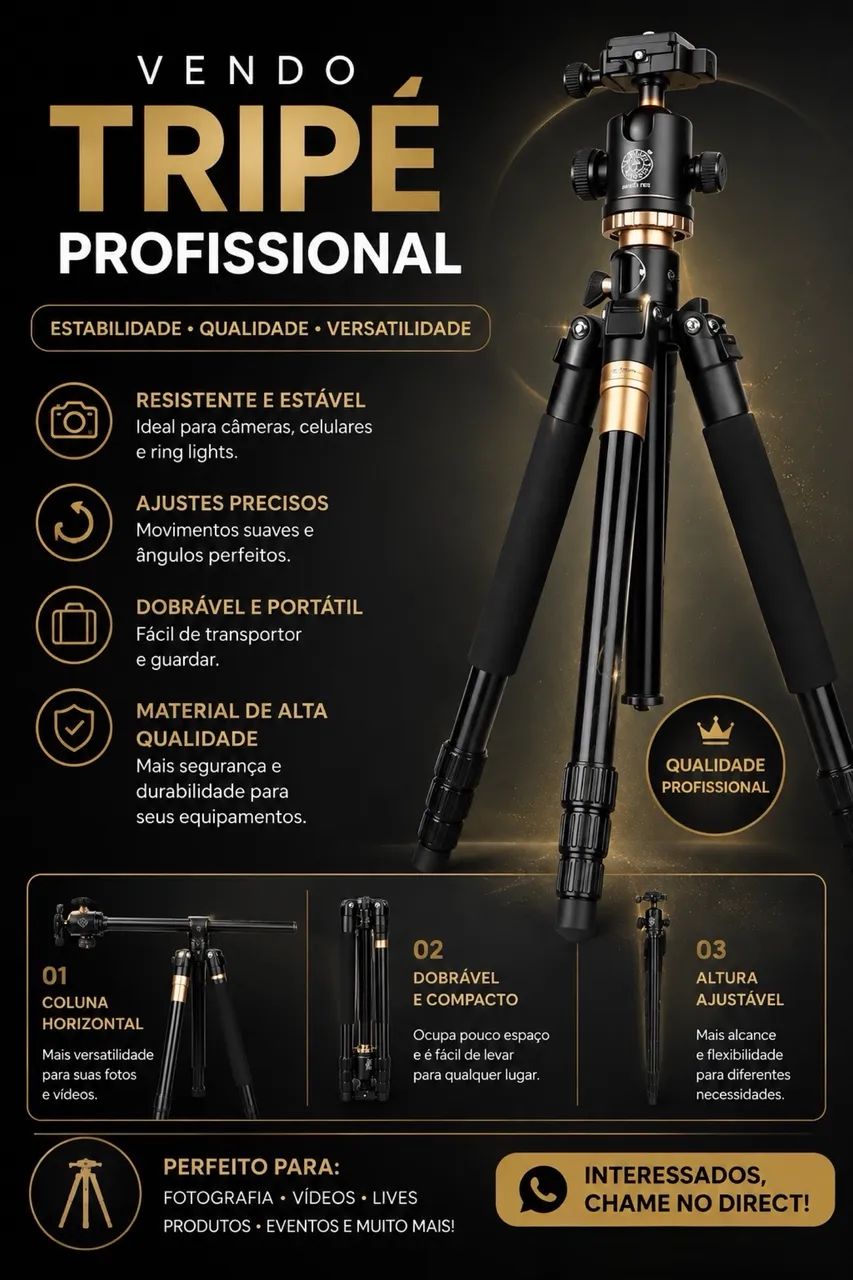 Tripé Profissional para câmera 
