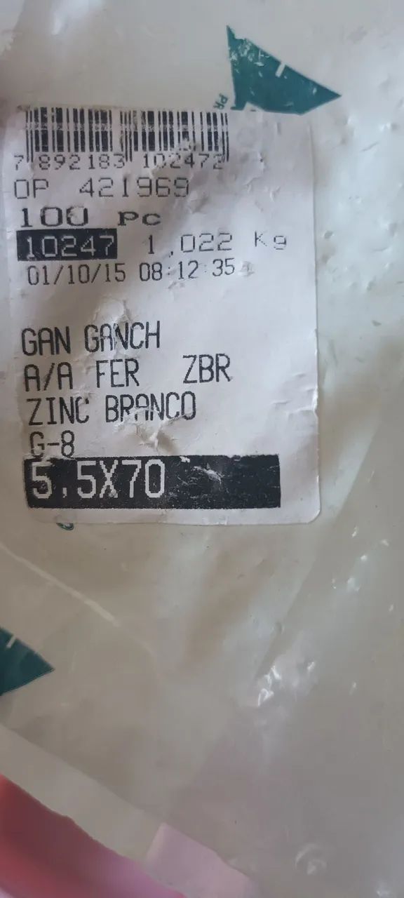 Gancho e bucha zincado 64962678749441121