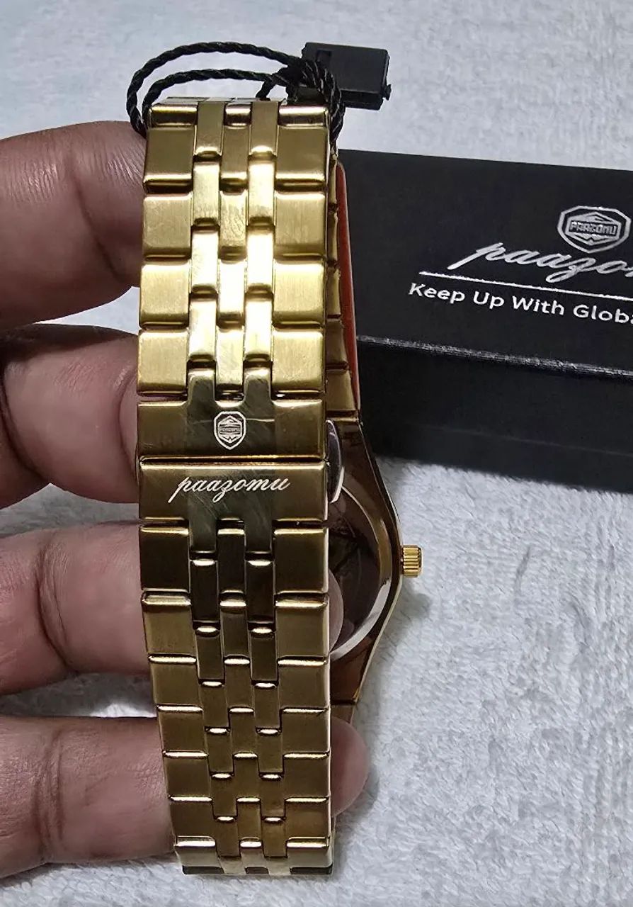 Relógio da Paazomu dourado em aço original  - Foto 2