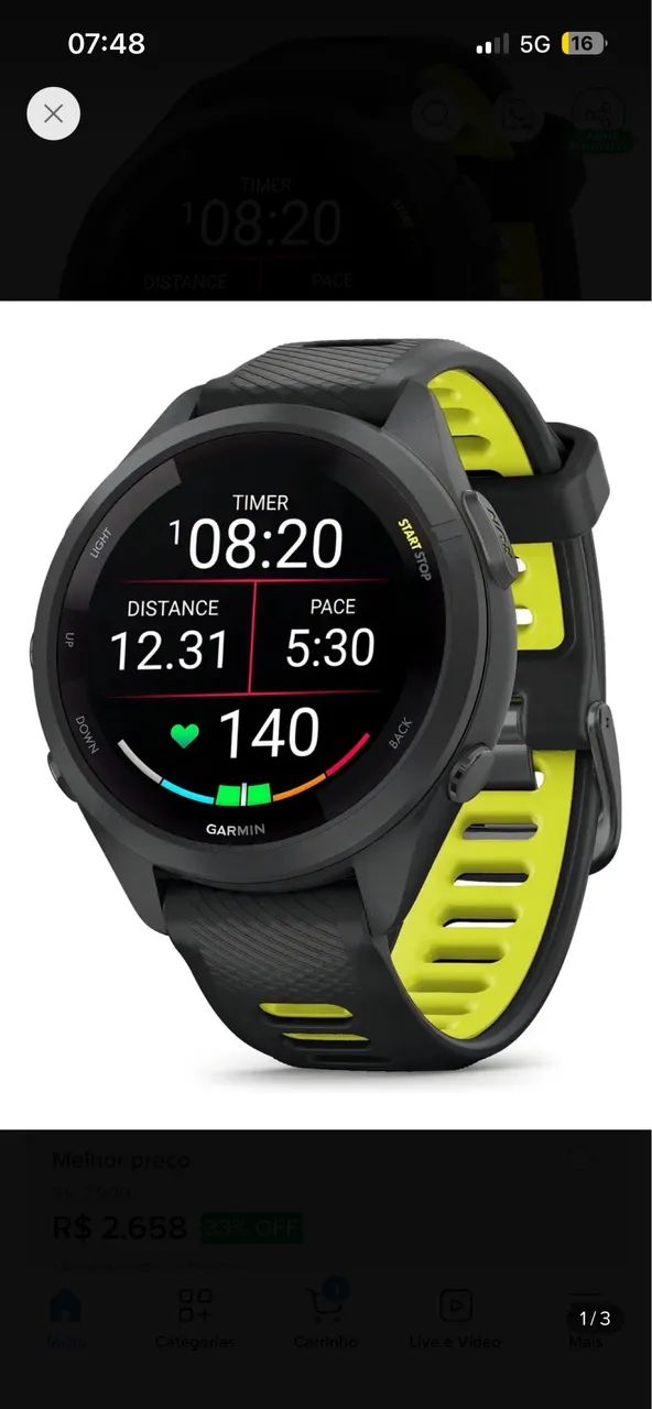Relógio Garmin 265s