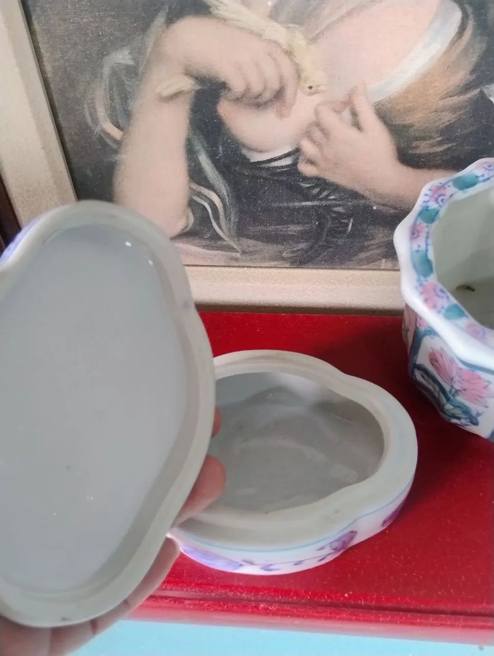 Caixa de porcelana padrão azul borrão  - Foto 3
