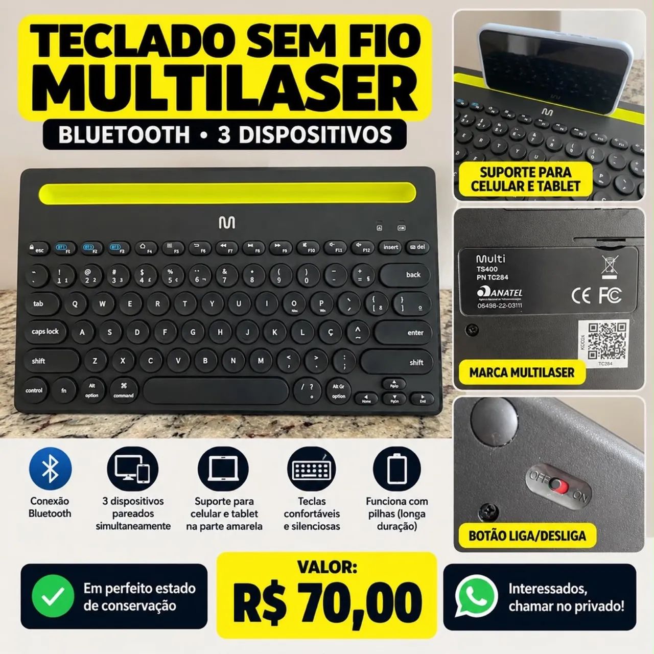 Teclado sem fio Multilaser 