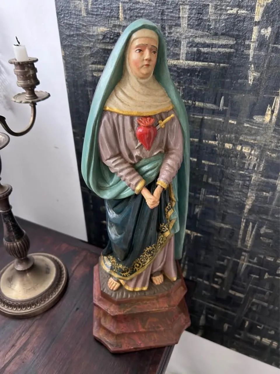 Nossa Senhora das Dores em madeira - Foto 3
