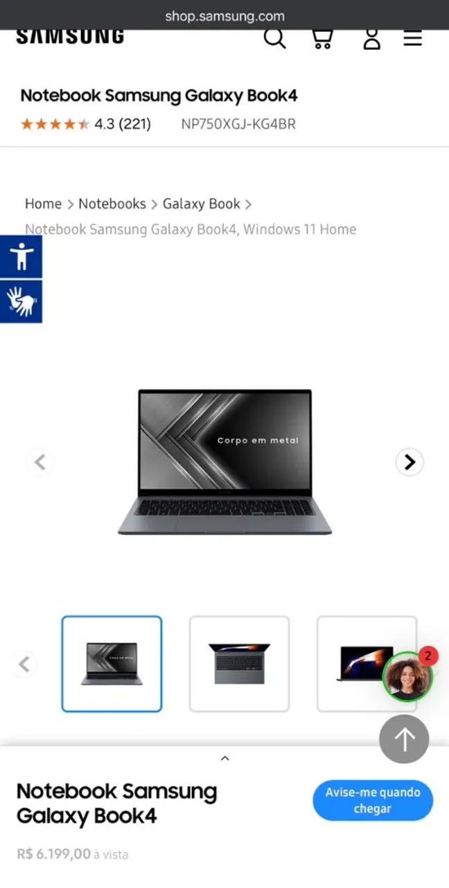 Notebook Samsung 