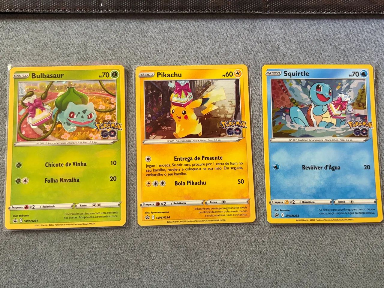 Carta Pokémon - bulbassauro, Pikachu e squirtle - NM