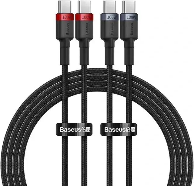 Kit com 2 cabos USB-C para USB C Baseus 100w / 5 amperes / 2 metros cada cabo