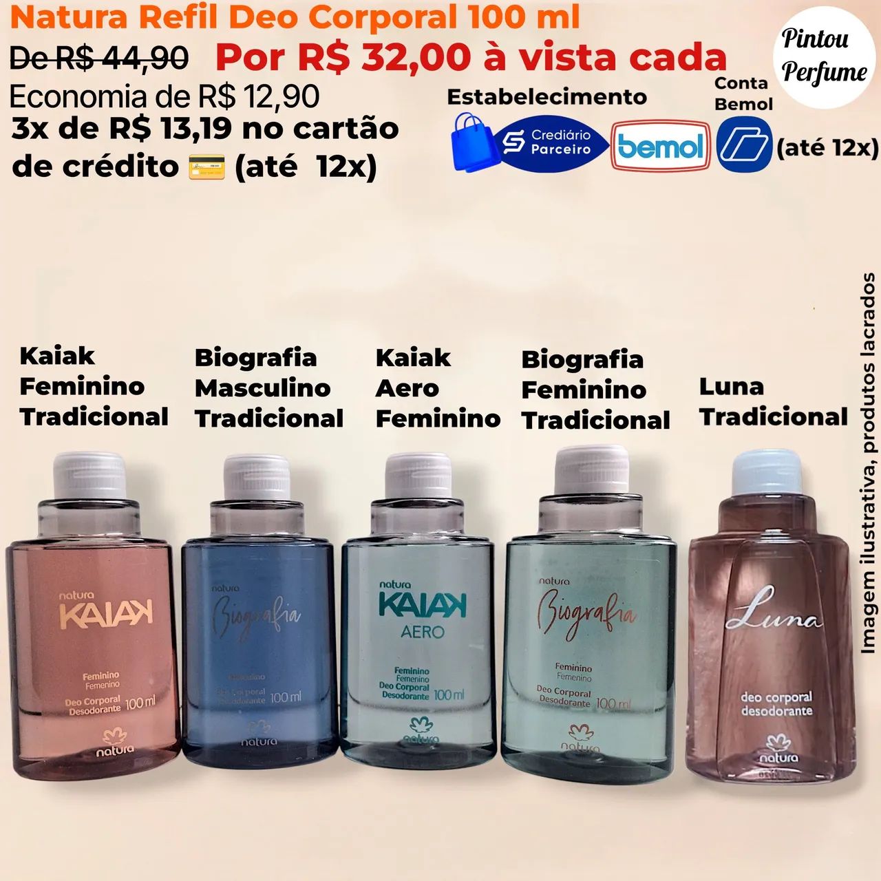 Refil Deo Corporal Natura 100 ml em Promoção 