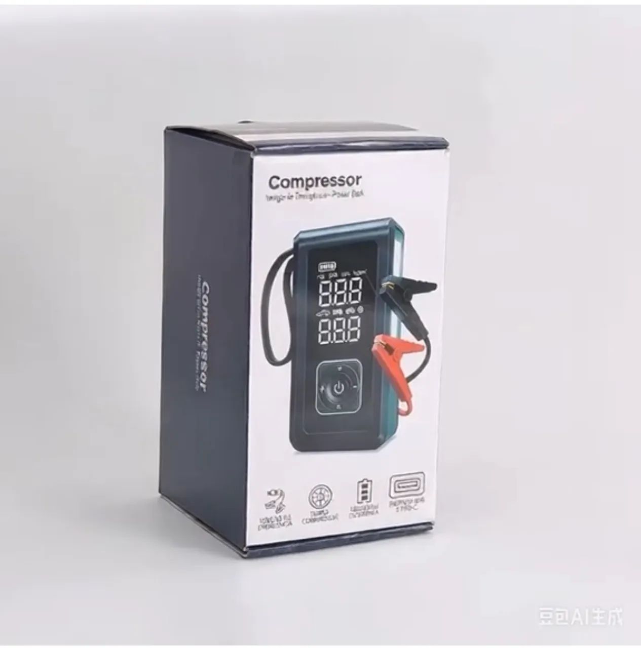 MINI COMPRESSOR + JUMP STARTER + POWER BANK - 4 EM 1 - NOVO NA CAIXA