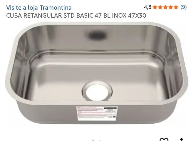 Cuba retangular inox cozinha Tramontina 