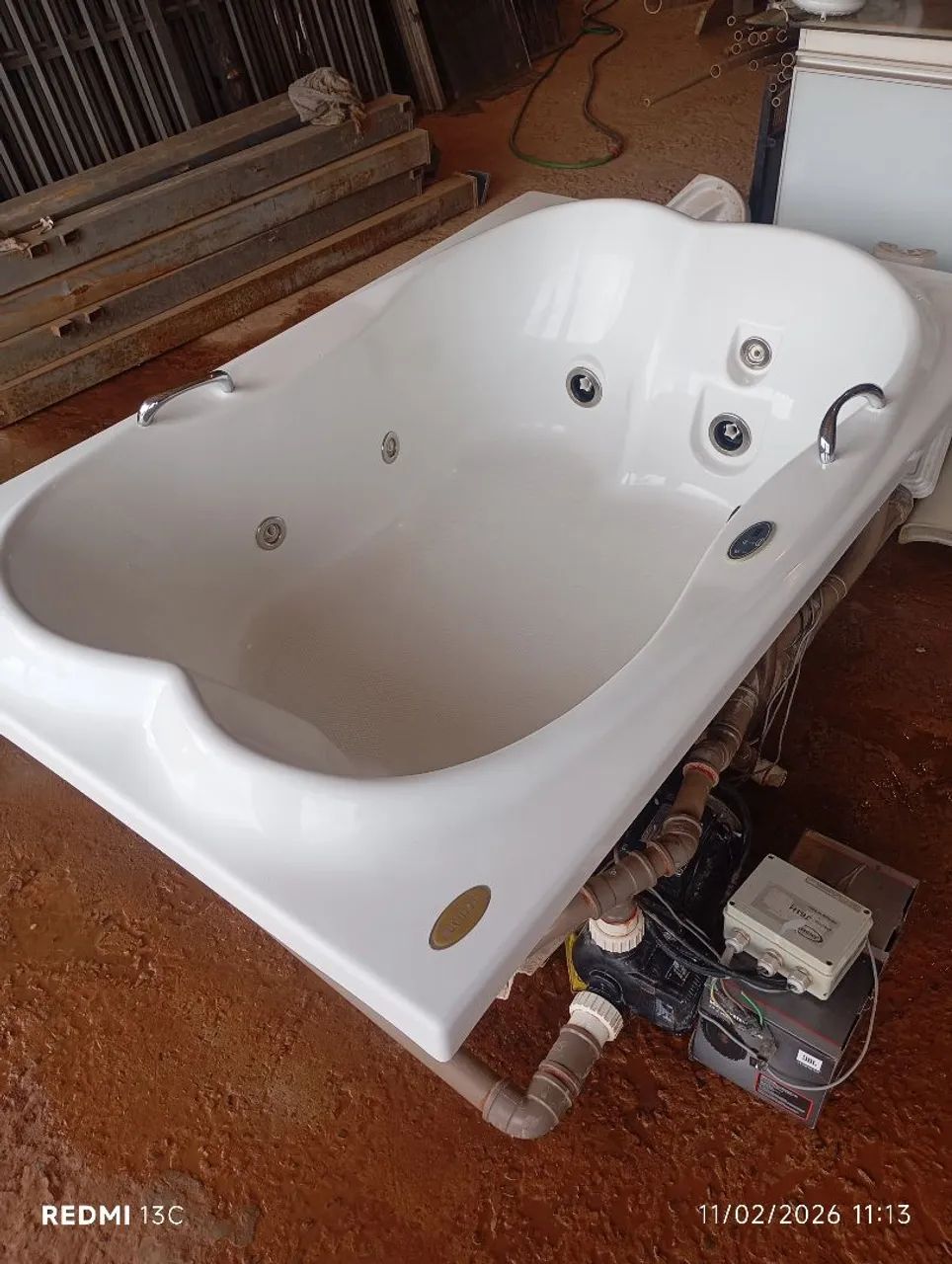 Banheira com Hidromassagem Aquecedor 56x183x120cm Eura (P1) Confort Jacuzzi - Foto 6