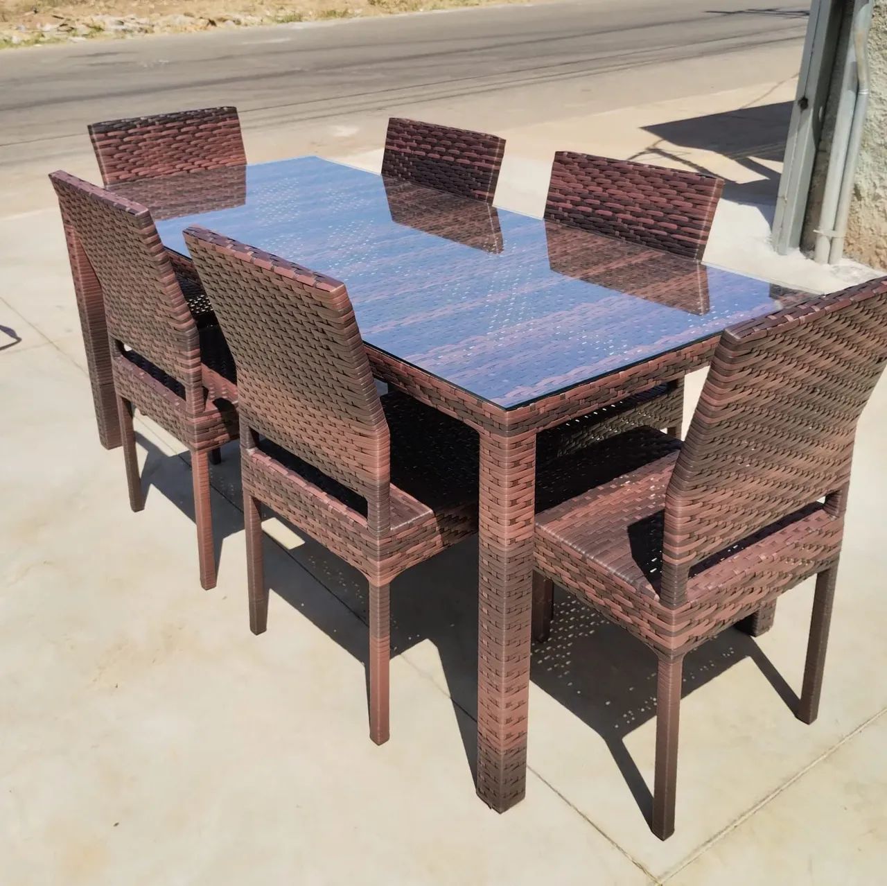 Jogo de Mesa de 06 Lugares Novas c/ vidro - 