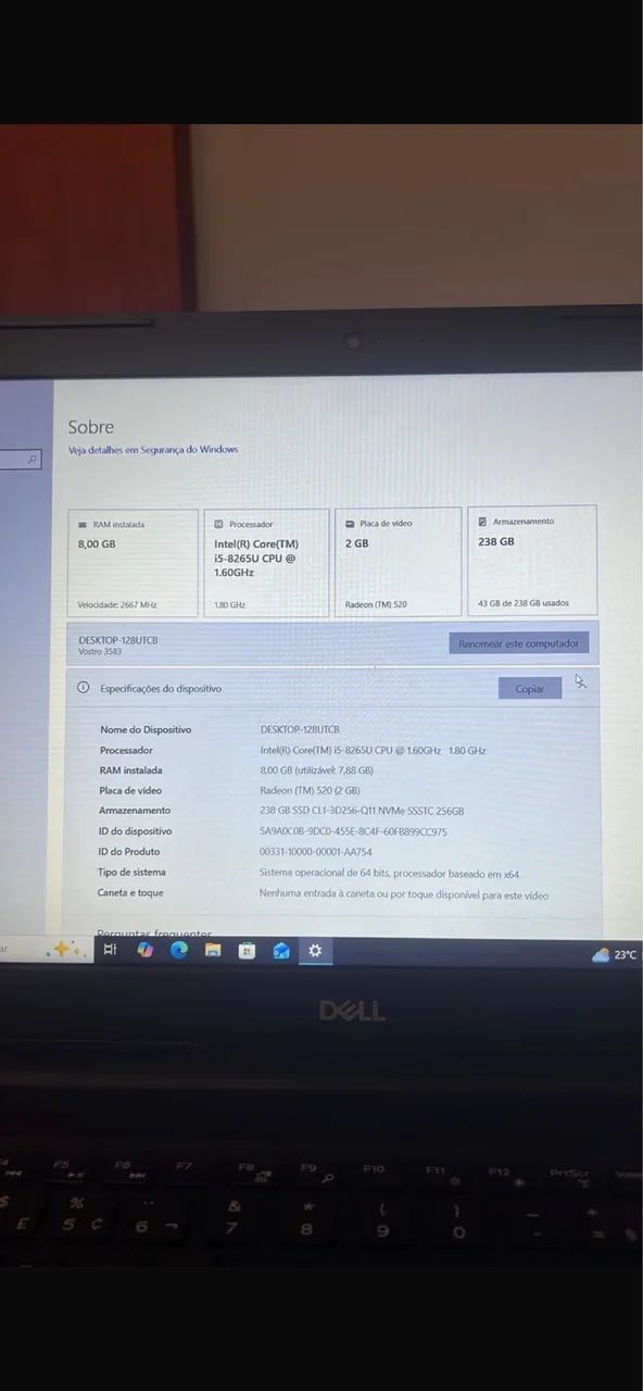 Valor:? R$ 1.000,00  Notebook Dell Vostro 3583 - Foto 2