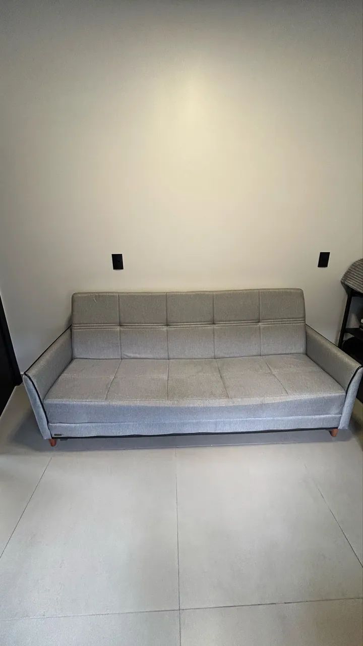 Sofá Cama 2,00m Cinza Linho